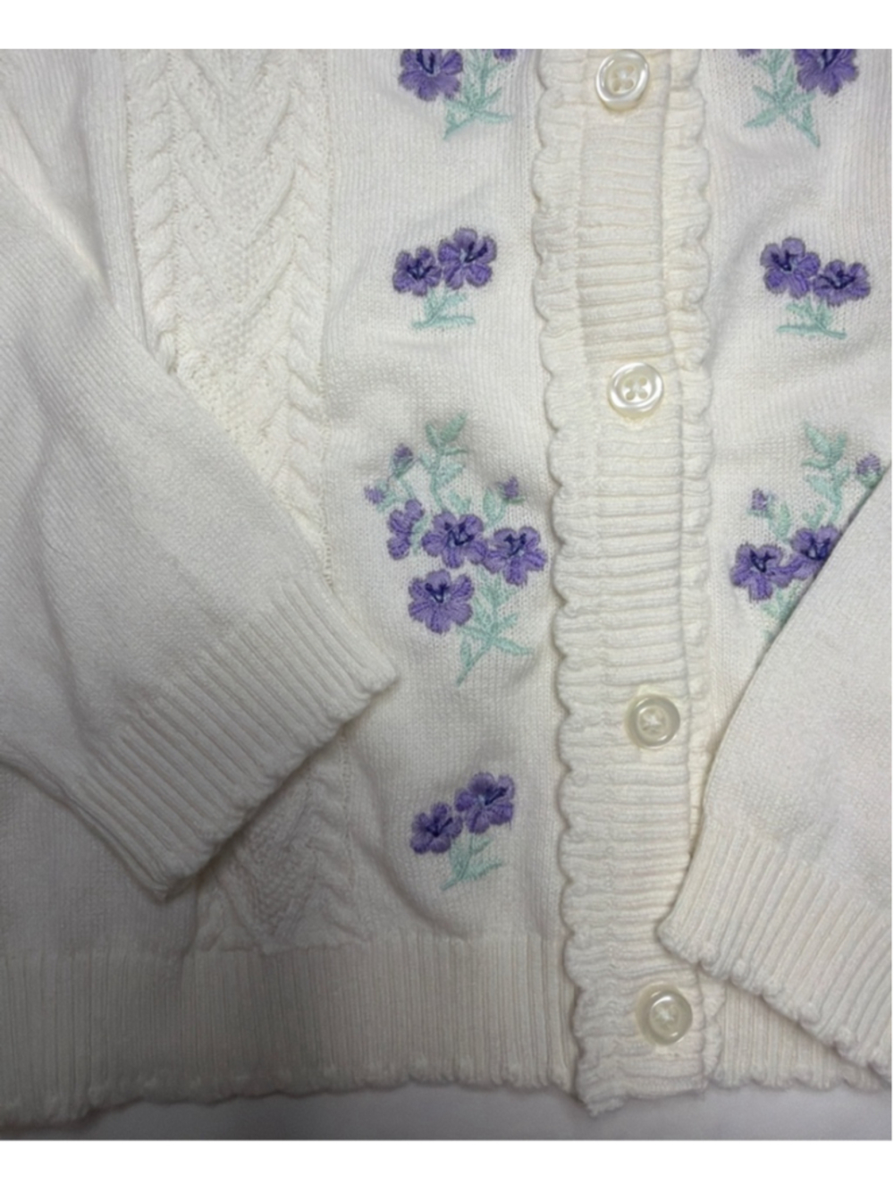Girls Gymboree White Floral Embroidered Spring Cardigan Sweater 4T NWT - Picture 3 of 4
